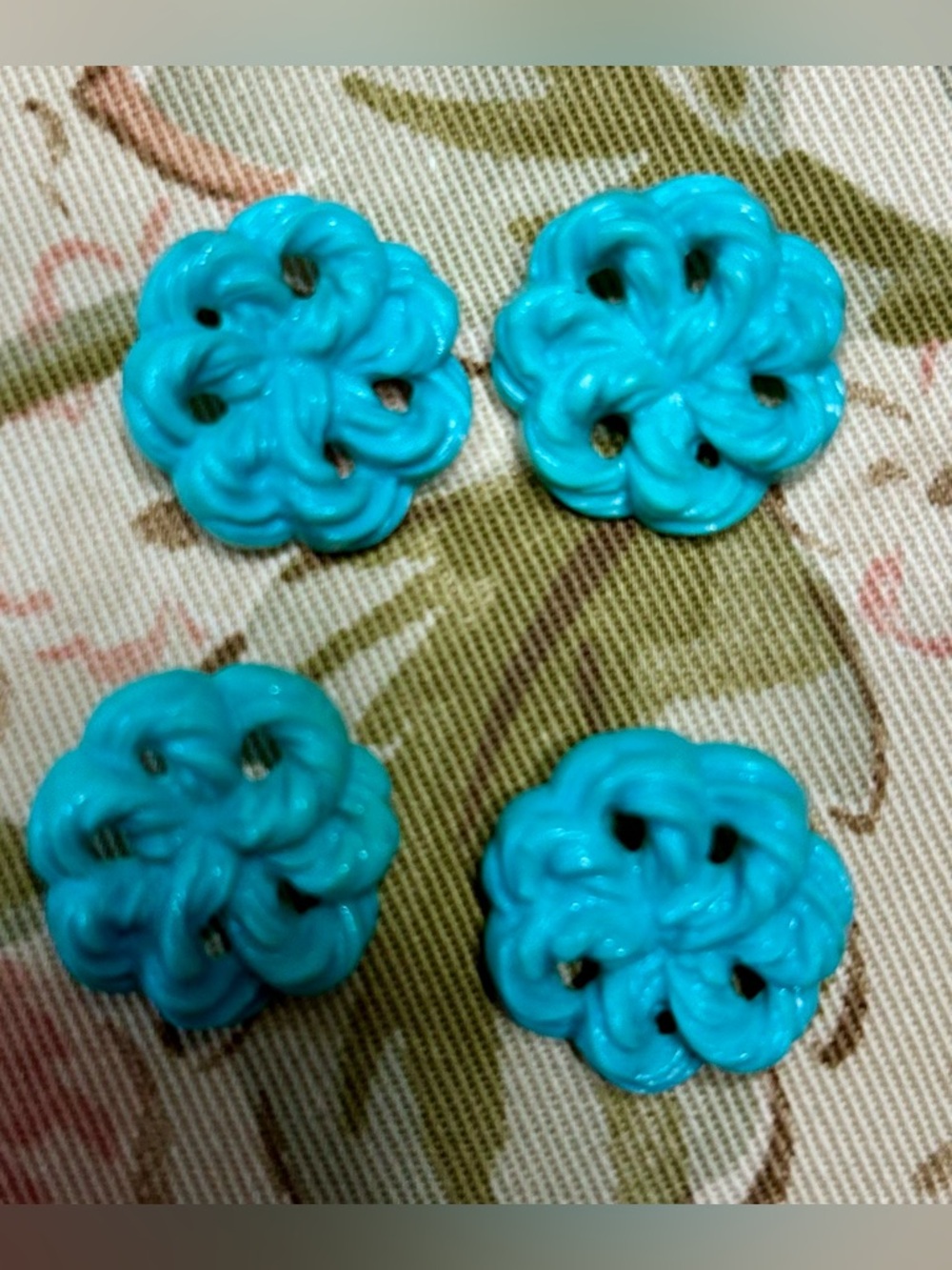 Set of 4 vintage turquoise rope knot buttons